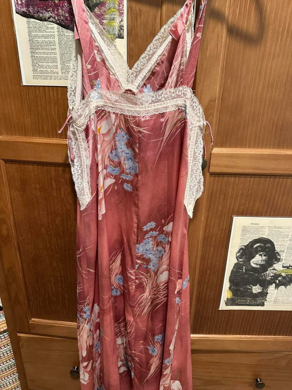 1970s Christian Dior Pink Floral Lace-Trim Slip Dress - Picture 2 of 7